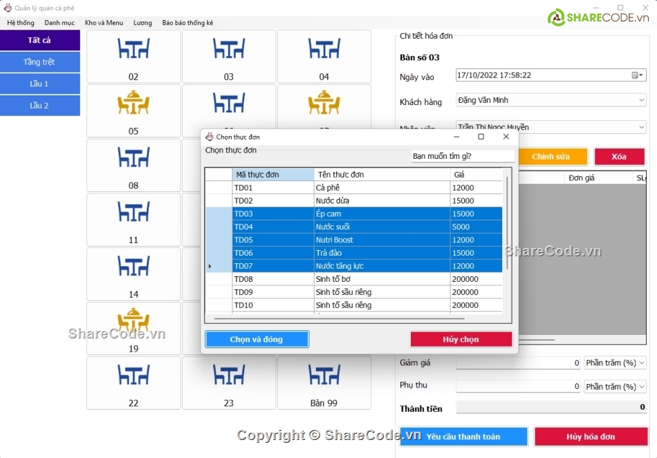 Code C# quán cafe,ql quán trà sữa,quản lý quán cafe,C# quản lý quán cà phê,quán cà phê Winform C#